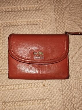 Coach Burnt Orange Leather Wristlet Wallet